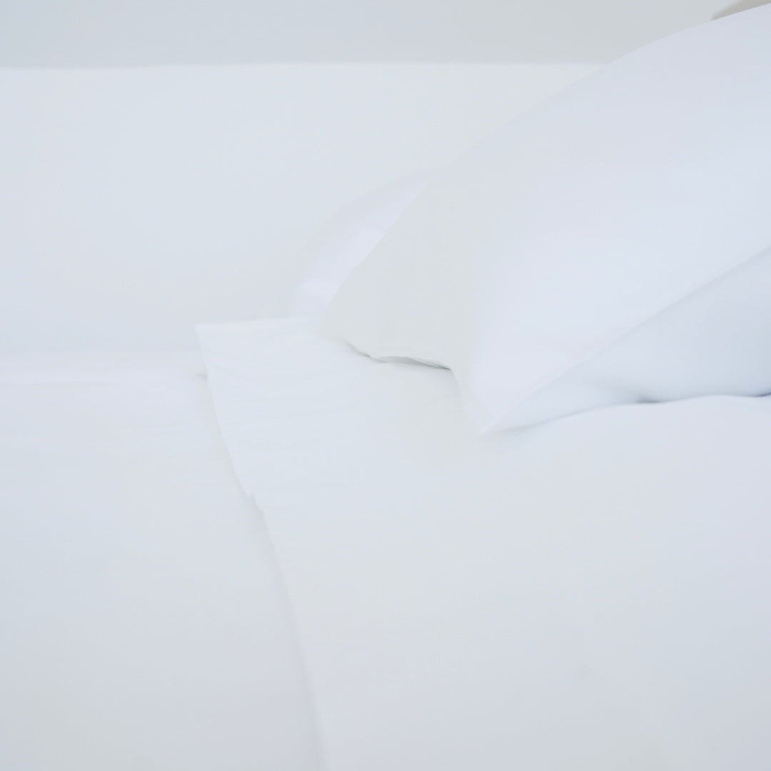 Weißes Satin-Bettlaken-Set, 100 % Baumwolle – mit Reißverschluss – 3er-Set – 130 g/m2