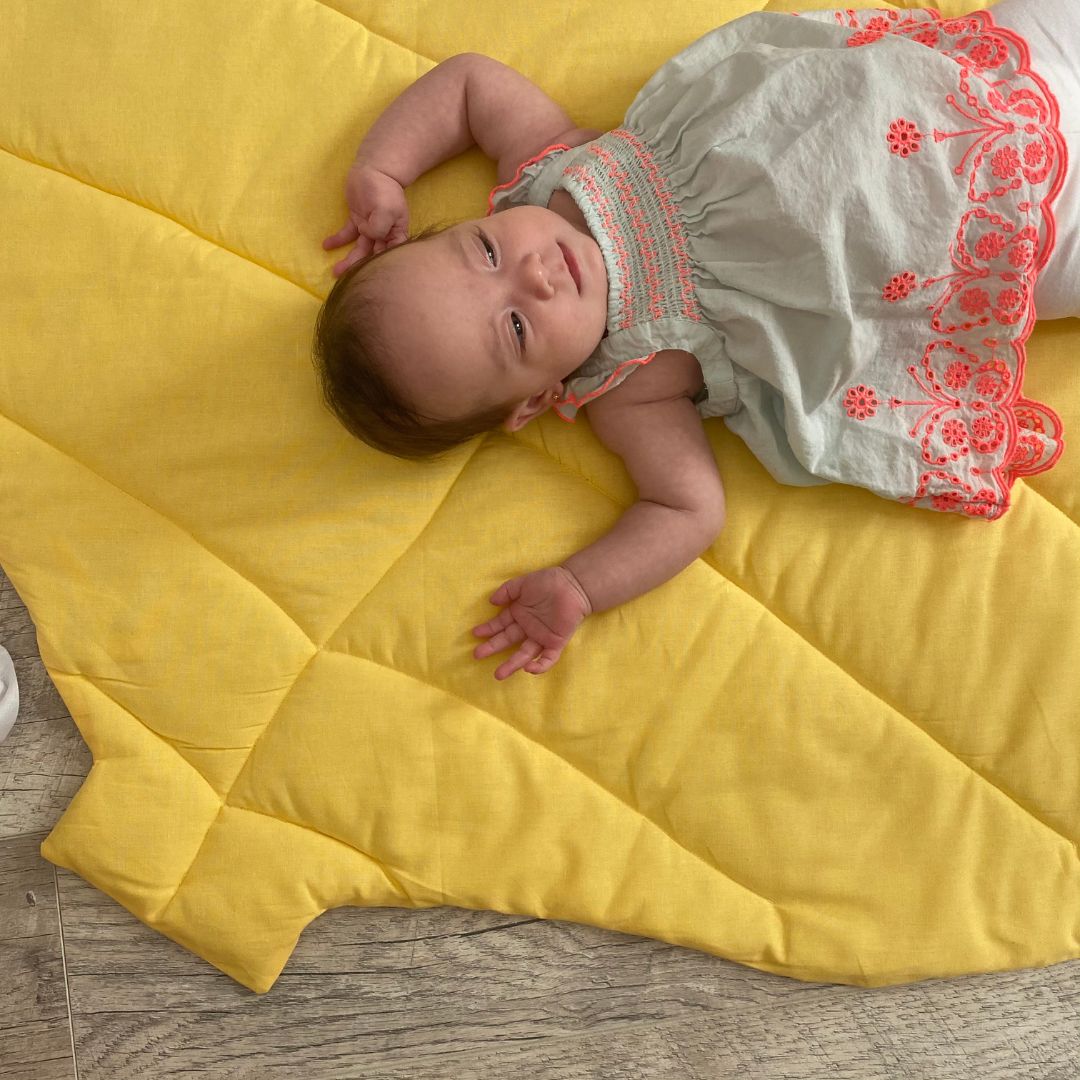 Leaf children's play mat and blanket - yellow