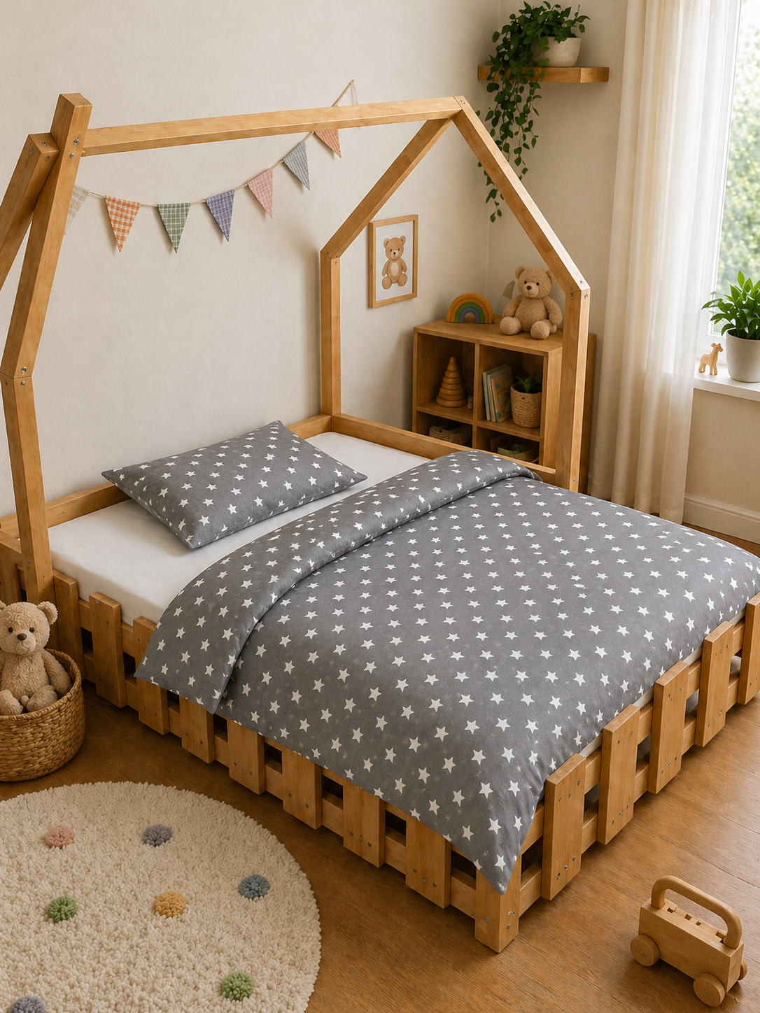 Ovis bed linen set - Cotton 2 pcs - Grey stars