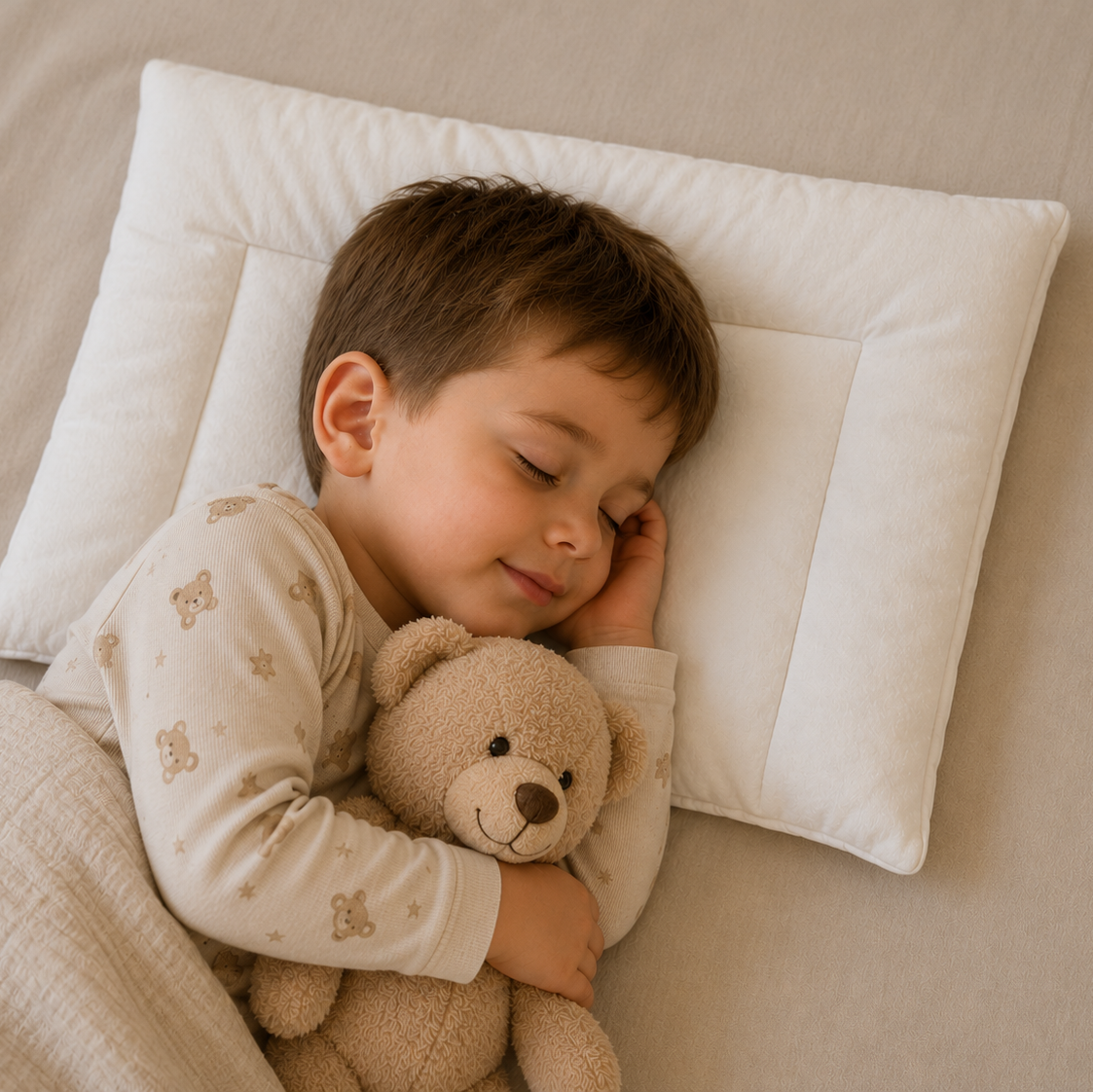 Allergy "STOP" flat children's pillow - white quilted