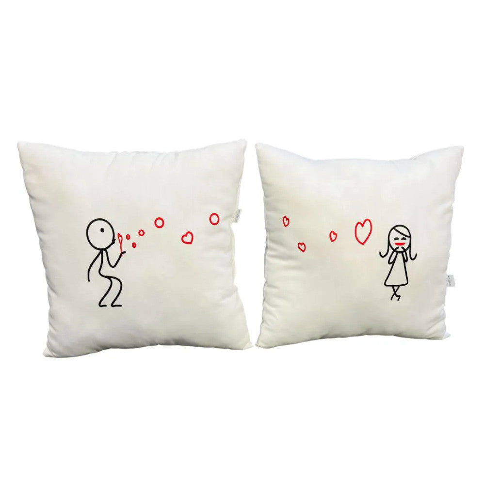 Szív küldi szívnek páros díszpárna - microfiber