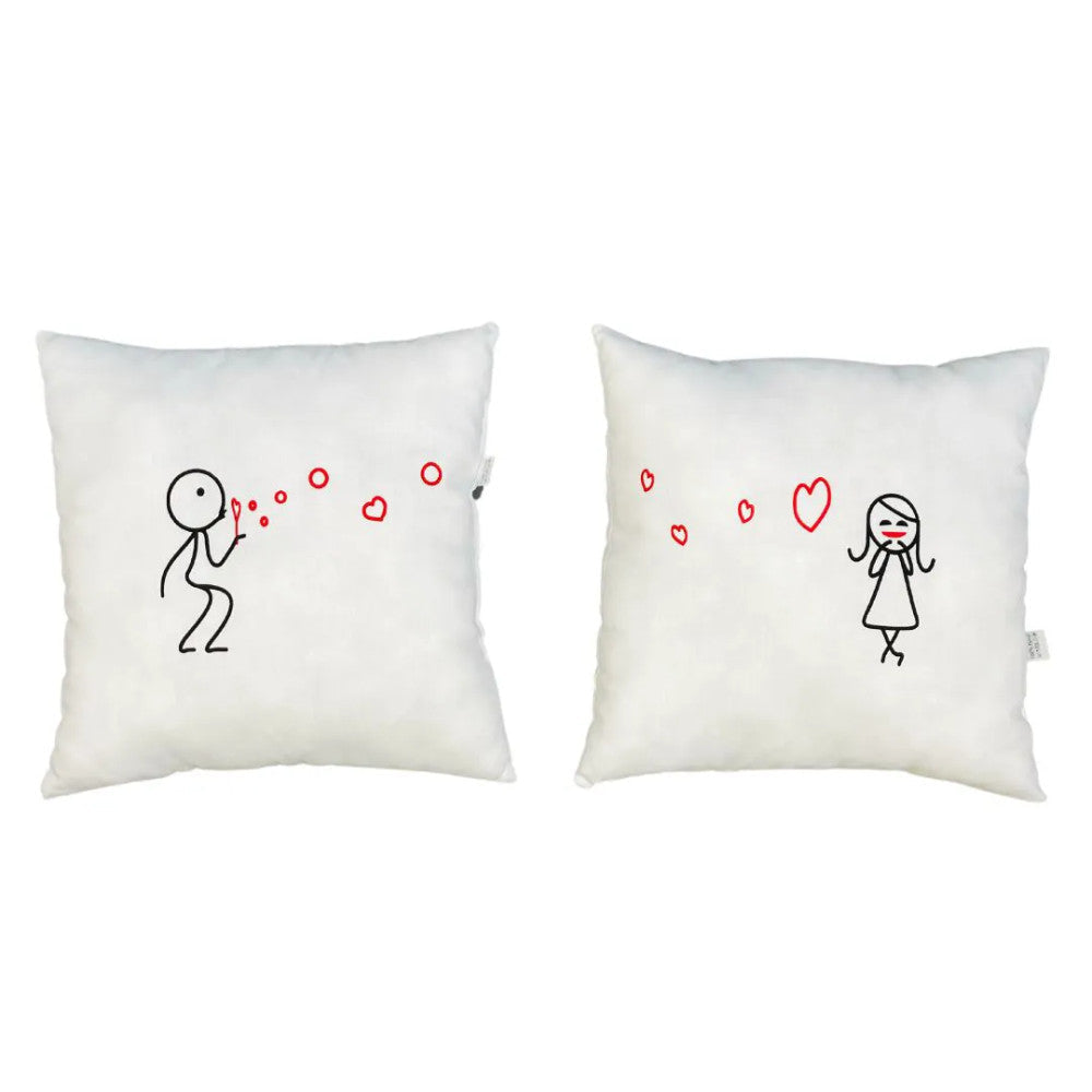 Szív küldi szívnek páros díszpárna - microfiber