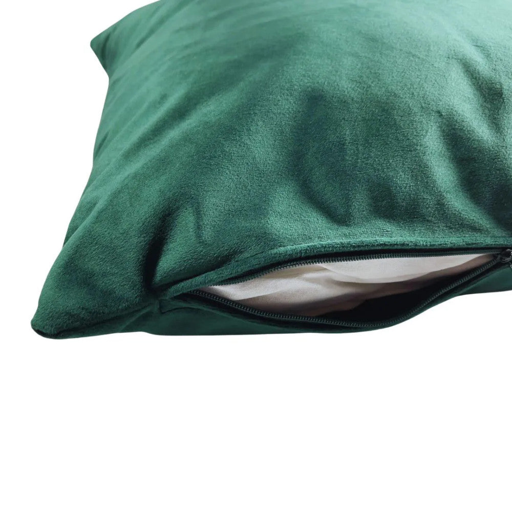 Moss green velvet decorative pillow - with insert - 45x45 cm