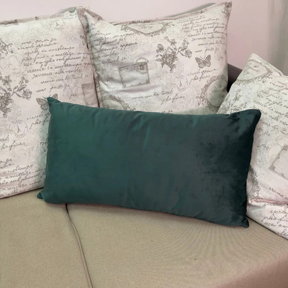 Moosgrünes Samt-Dekokissen - mit Einlage - 2er-Set - rechteckig und quadratisch