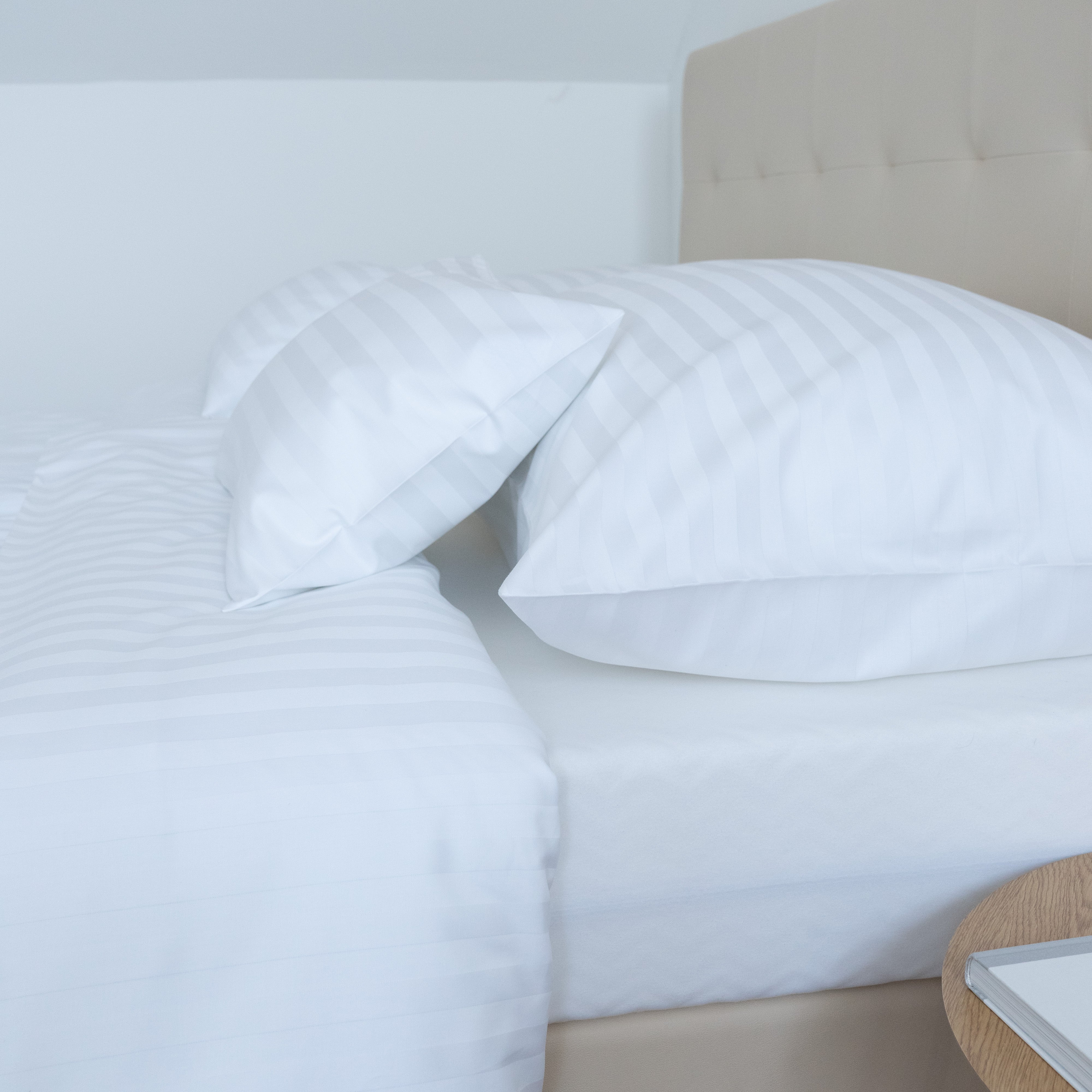 Hotel satin 2 cm striped bed sheet set 100% cotton - fold-over - set of 3 140 gr/m2 - packaged