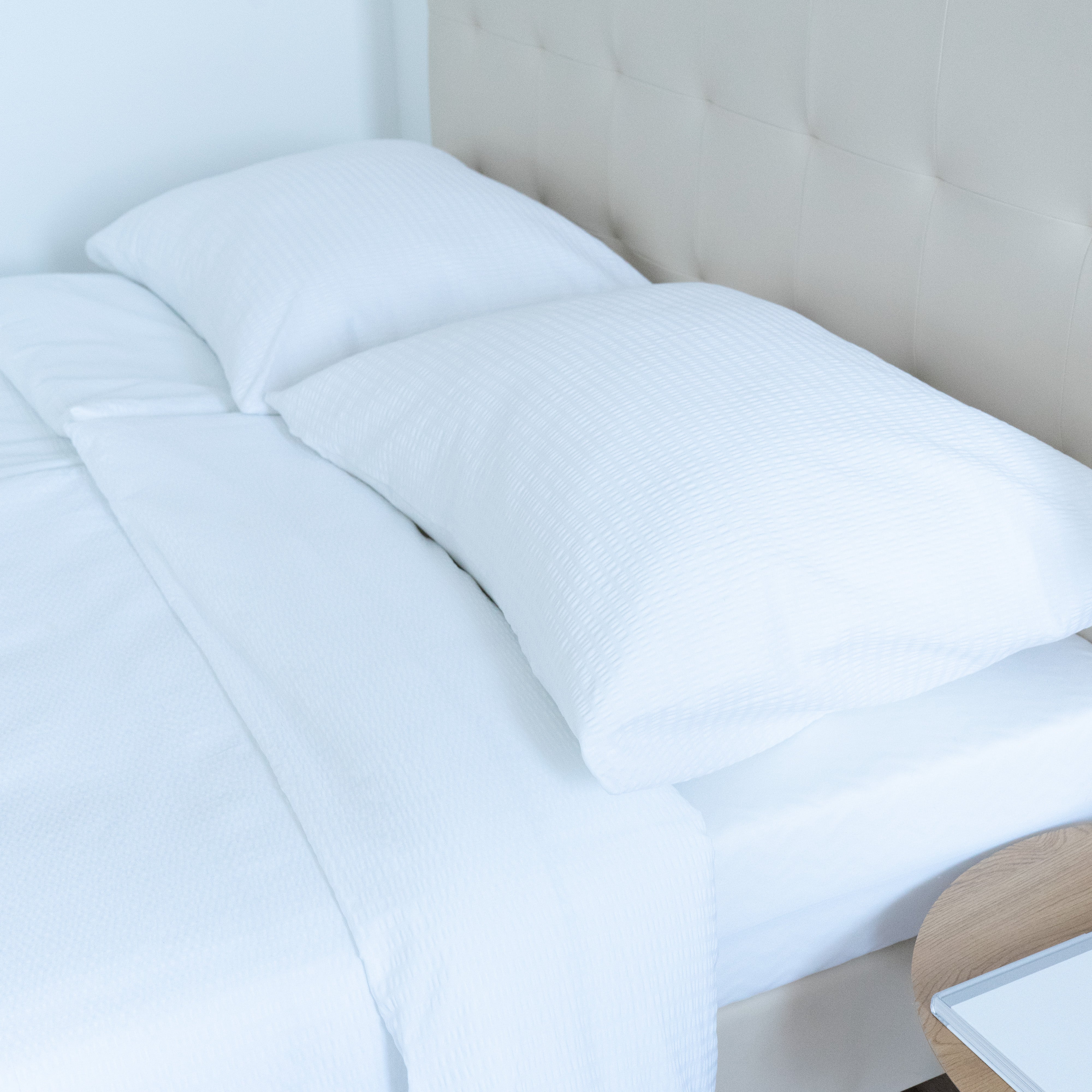 Bettwäscheset aus Krepp, 100 % Baumwolle, Spannbettlaken, 2er-Set, 130 g/m²