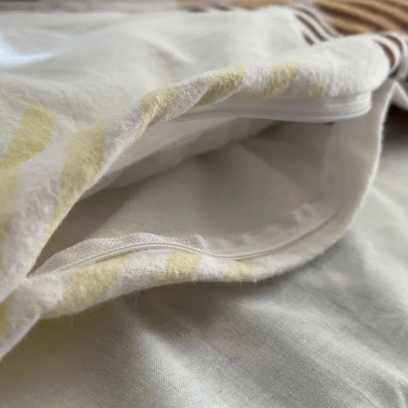 Flanel ágyneműhuzat garnitúra - 3 db-os - Bézs/fehér