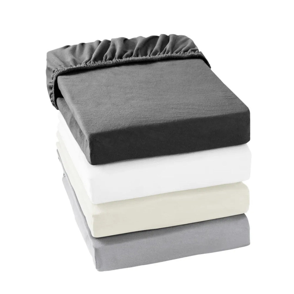 Jersey Classic - Fitted Sheet - White - 150 gsm - 25 cm mattress depth - Premium Quality! - Packaged