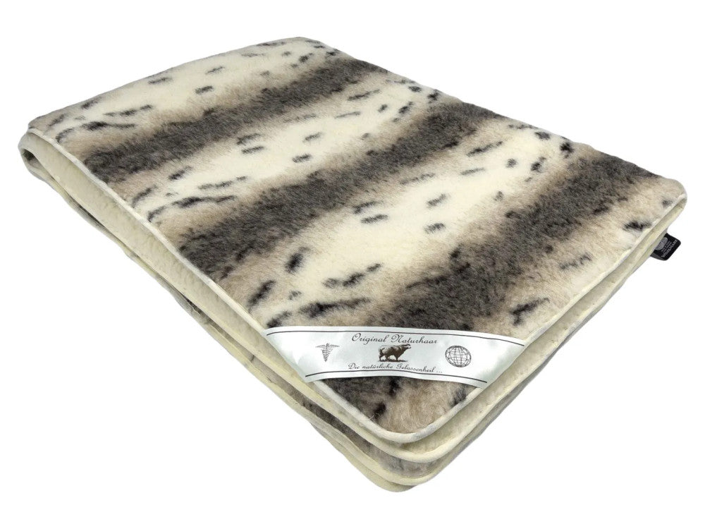 Doppelseitige Wolldecke – Luchs-Motiv – 550 g/m²