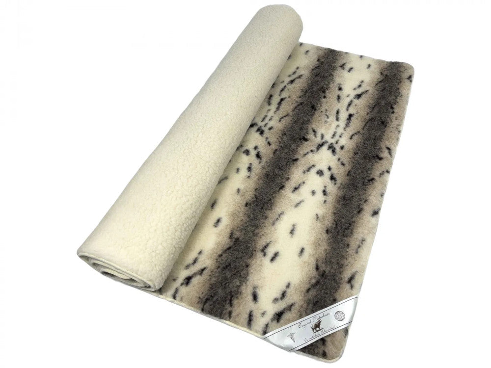 Doppelseitige Wolldecke – Luchs-Motiv – 550 g/m²