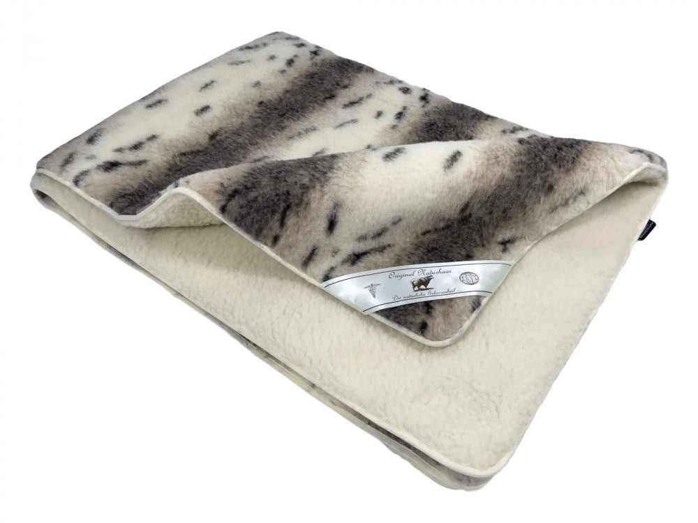 Doppelseitige Wolldecke – Luchs-Motiv – 550 g/m²