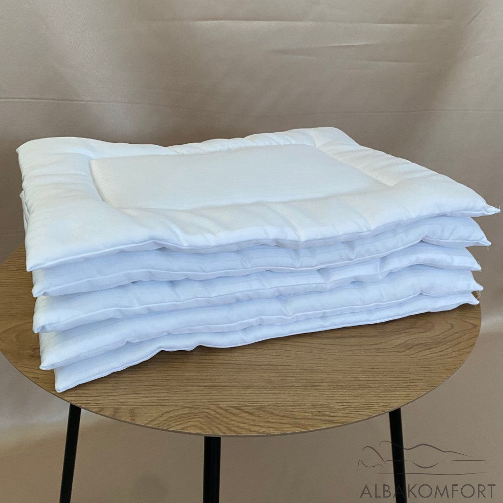 Anti-allergic flat children's pillow - white striped quilted