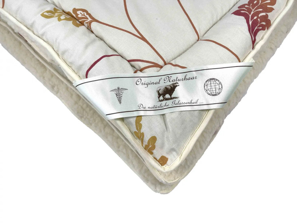 Merino Wool-Cotton Winter Quilt - Beige/Leafy