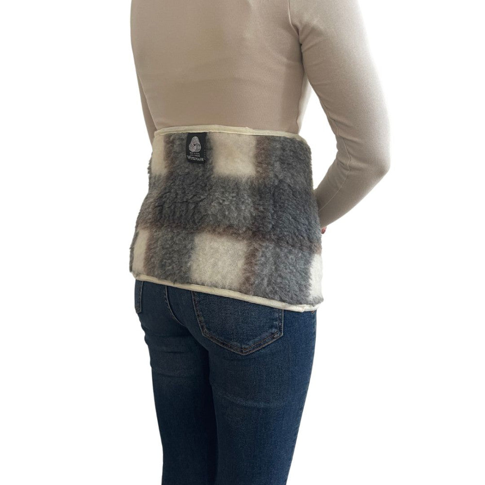 Wool kidney warmer - 20x55 cm - medium - gray checkered