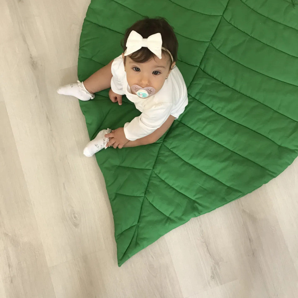 Leaf children's play mat and blanket - light green