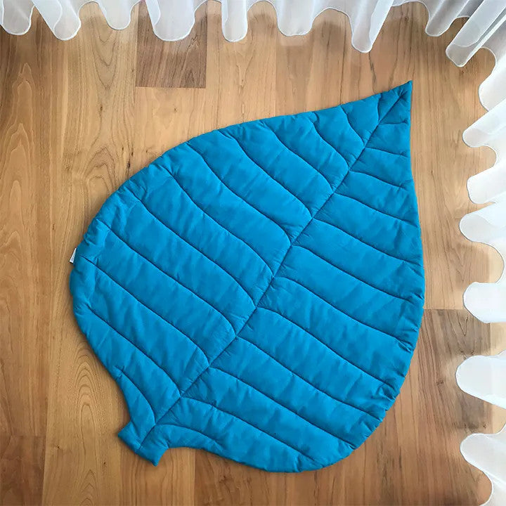 Leaf children's play mat and blanket - blue