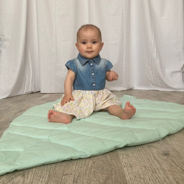Falevél gyerek játszószőnyeg és takaró - menta