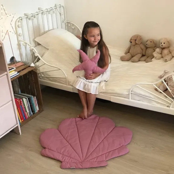 Shell children's play mat and blanket - mauve
