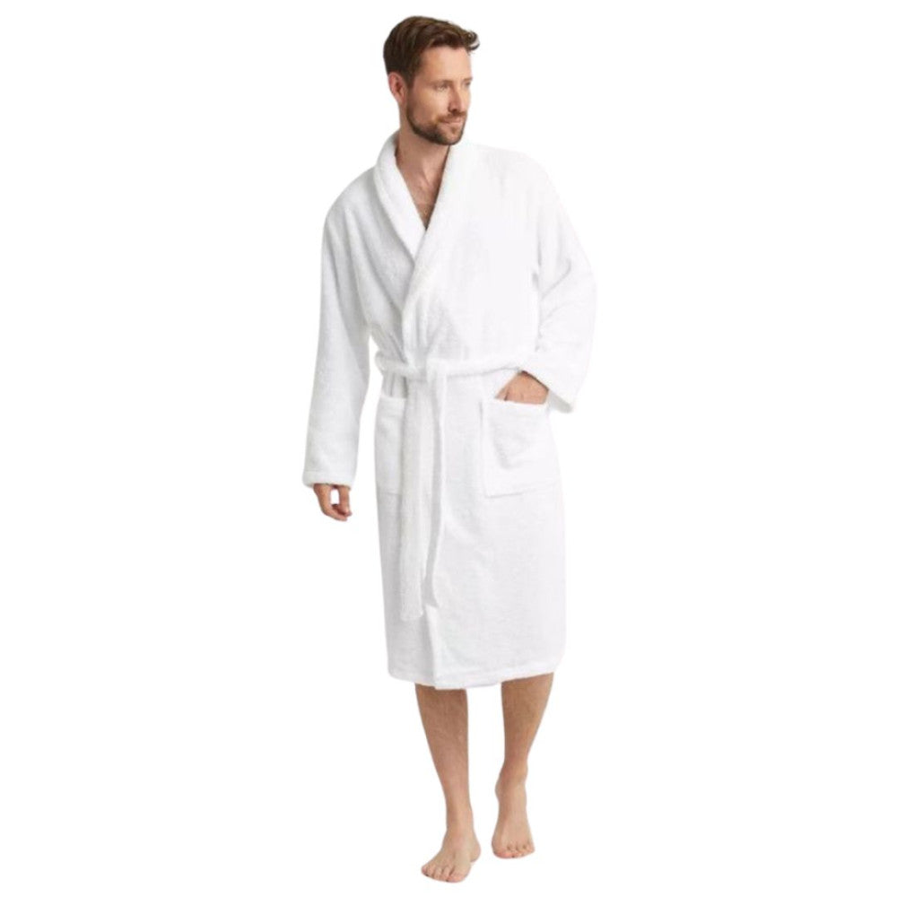 Hotelmantel aus weißem Frottee mit Schalkragen - Premiumqualität! - 450 gr/m2 - verpackt