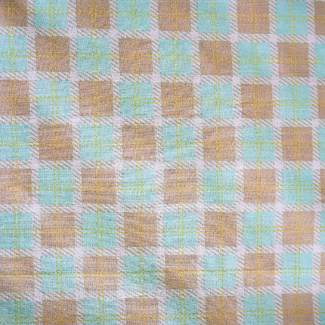 Cotton bed linen set - Light blue checkered