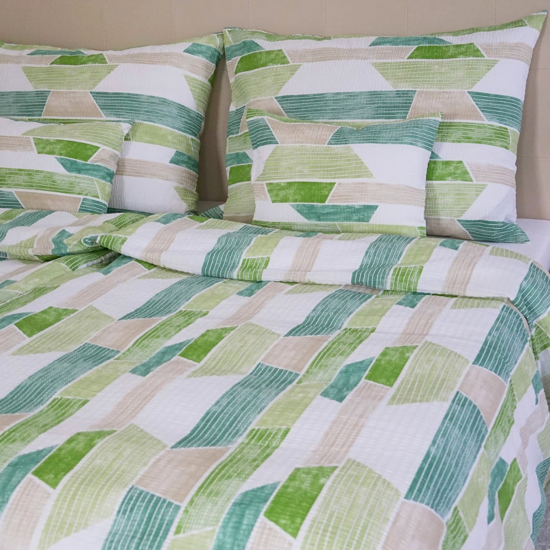 Krepp ágyneműhuzat garnitúra - Zöld mintás