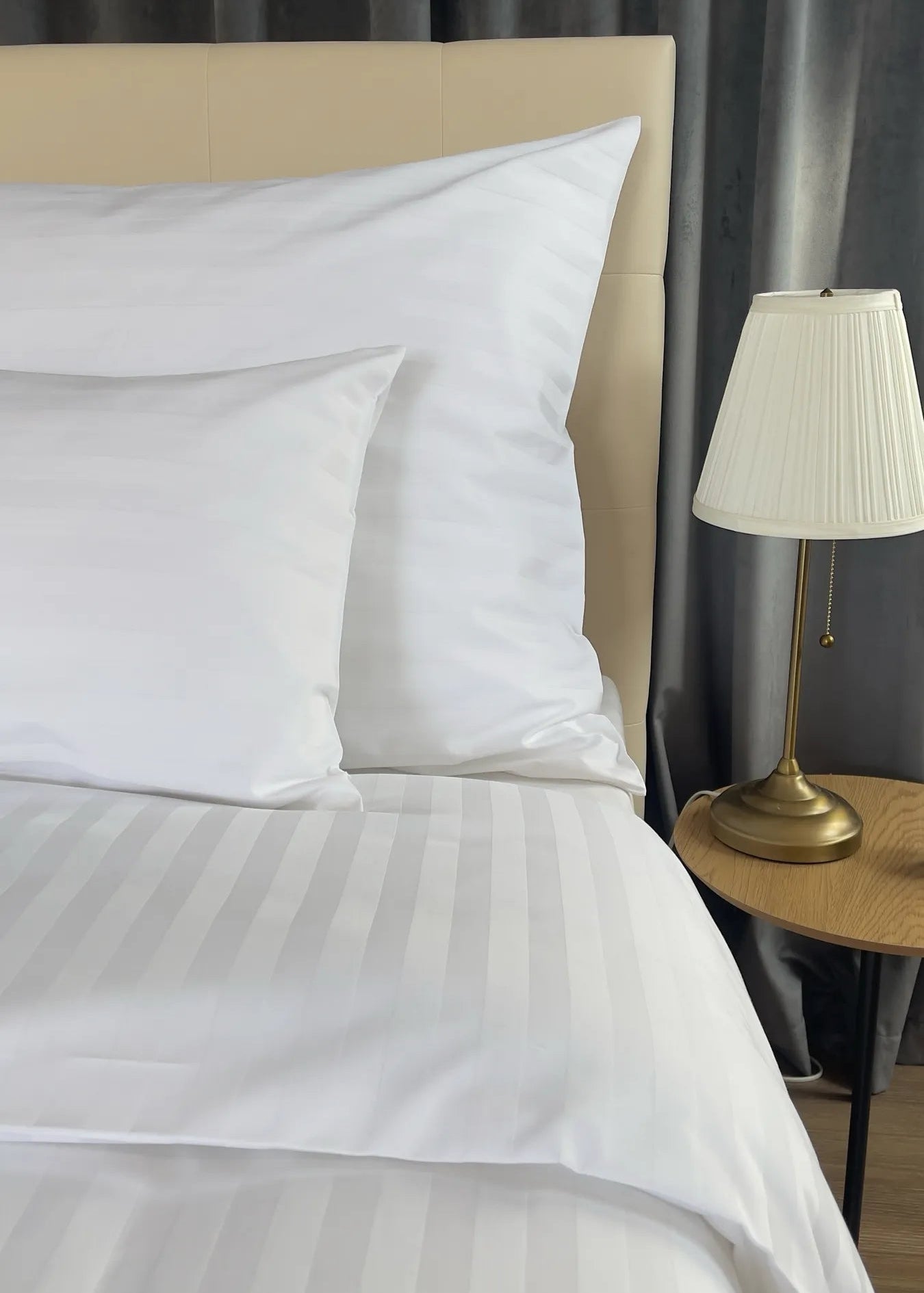 Hotel satin 2 cm striped bed sheet set 100% cotton - fold-over - set of 3 140 gr/m2 - packaged