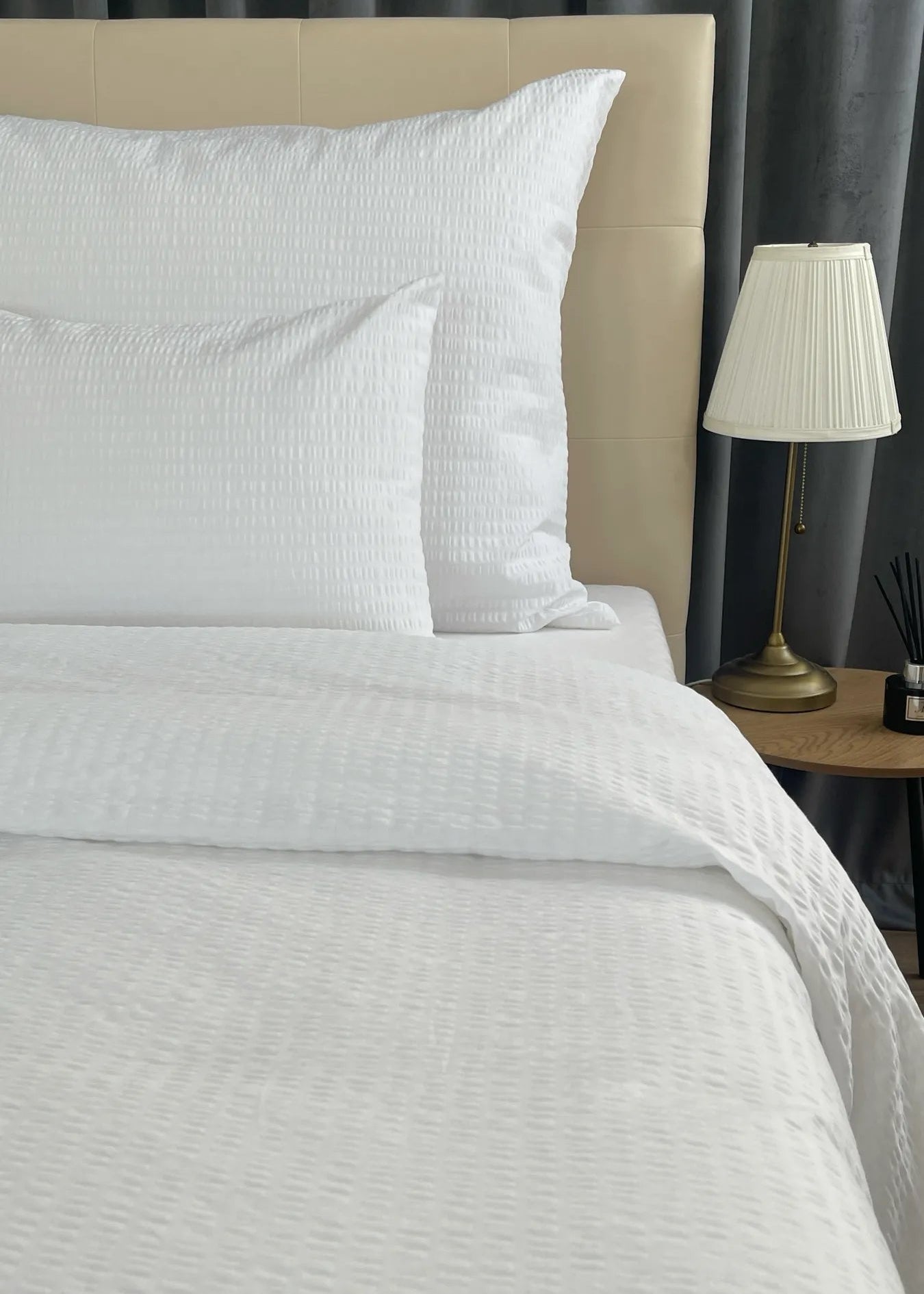 Crepe 100% cotton bed linen set - fitted - set of 3 - 130 gr/m2