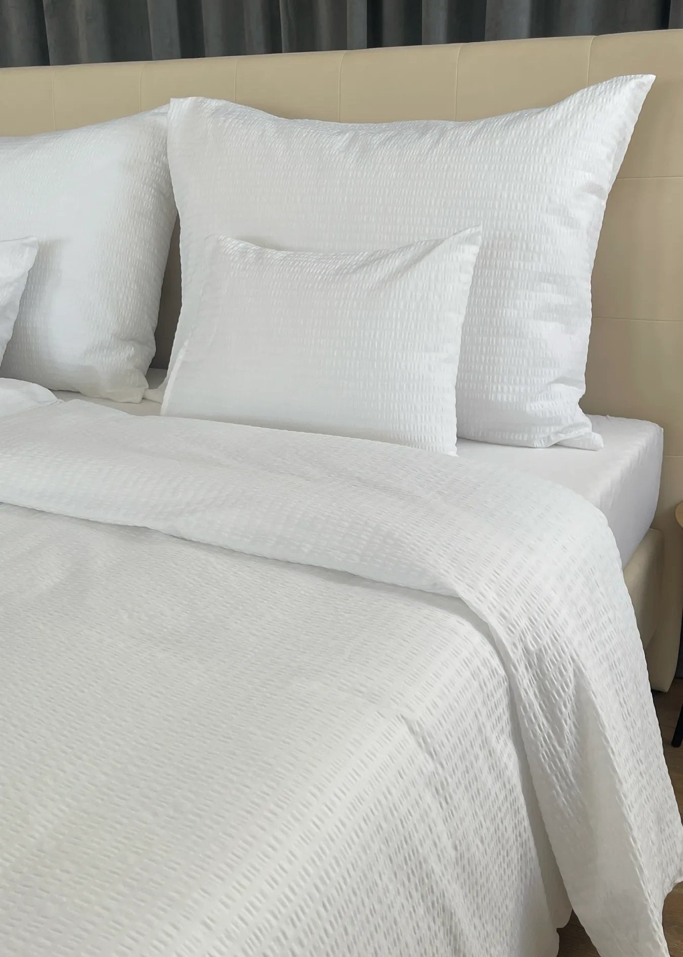 Crepe 100% cotton bed linen set - fitted - set of 3 - 130 gr/m2