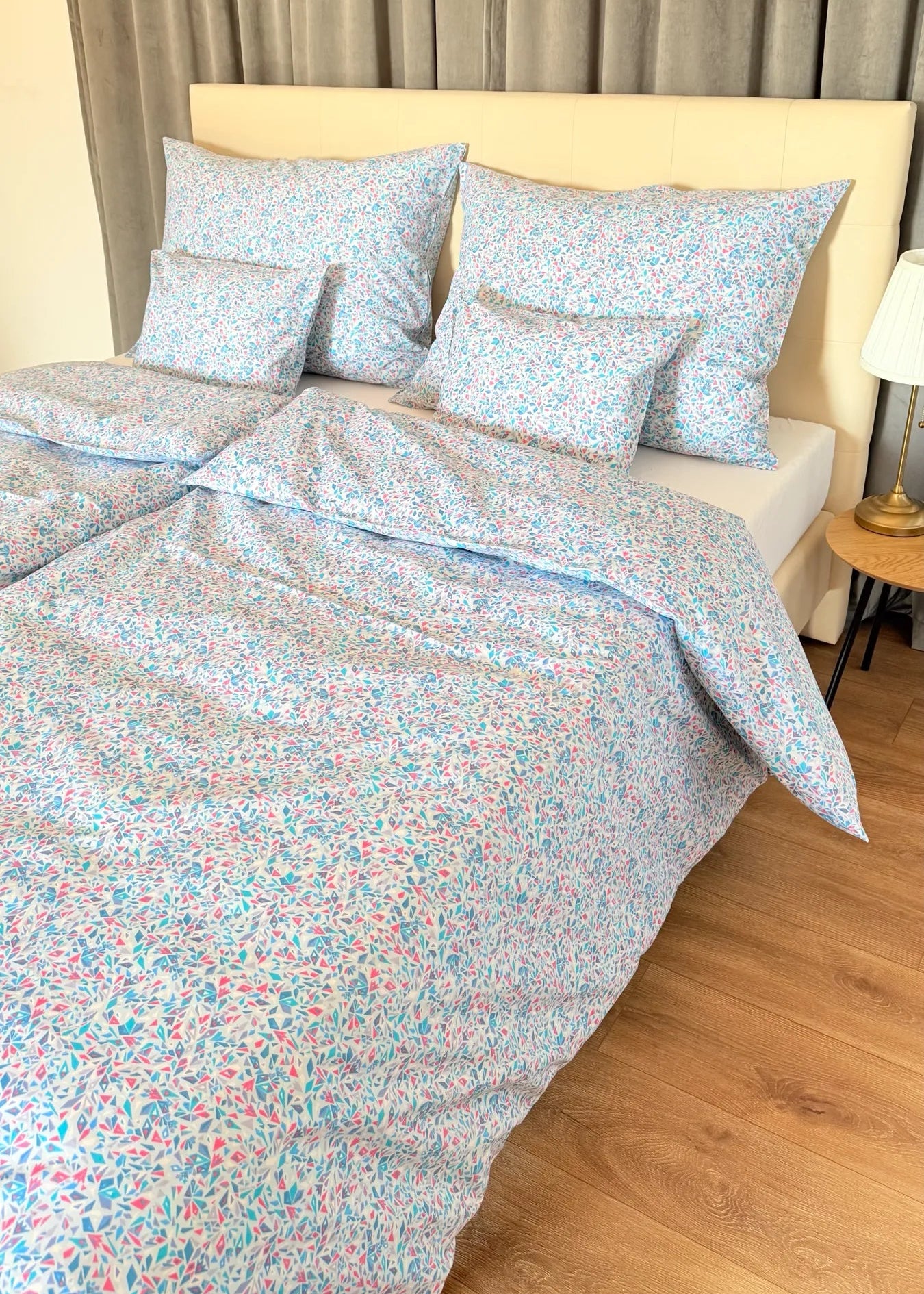 Cotton bed linen set - Blue circles