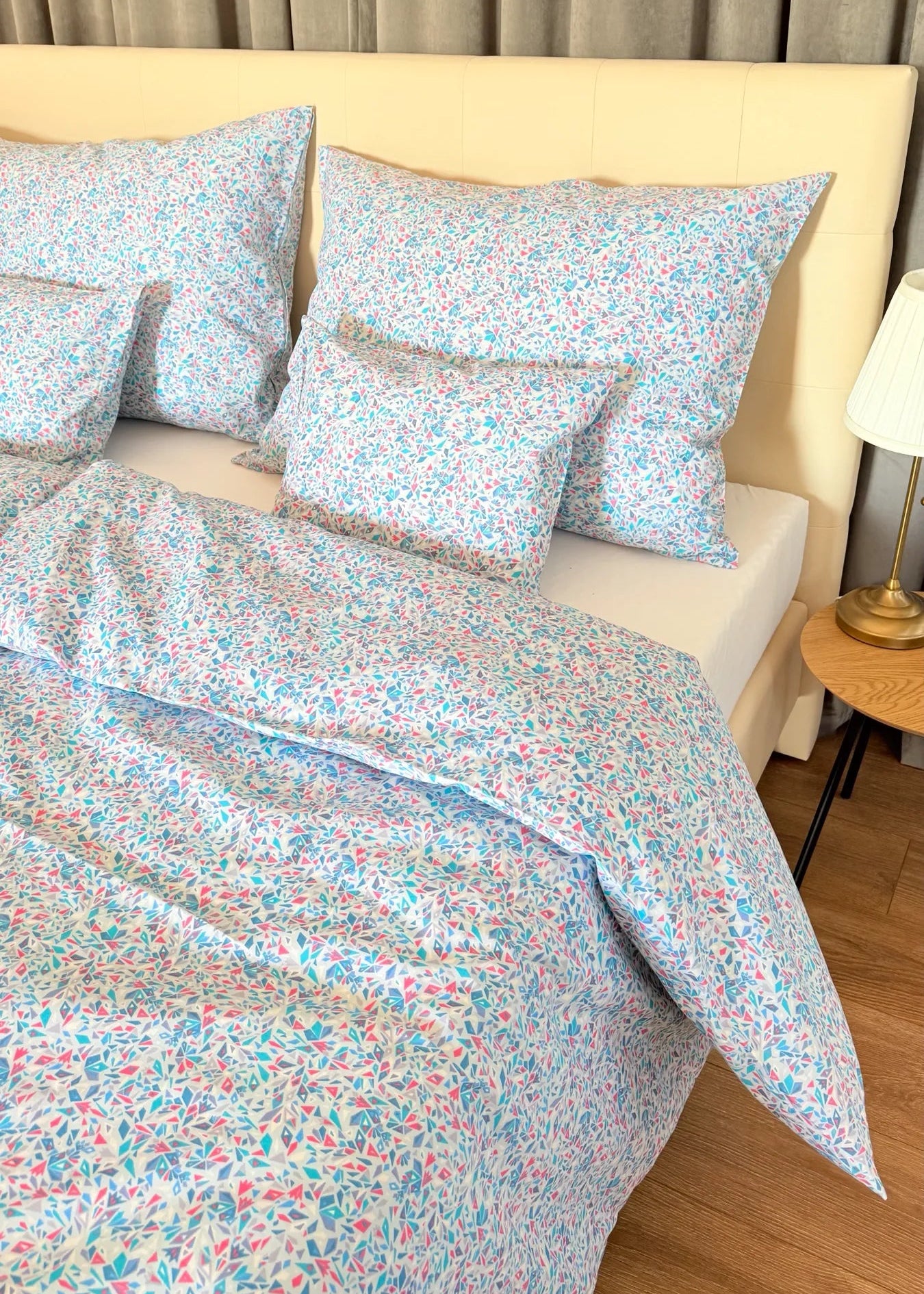 Cotton bed linen set - Blue circles