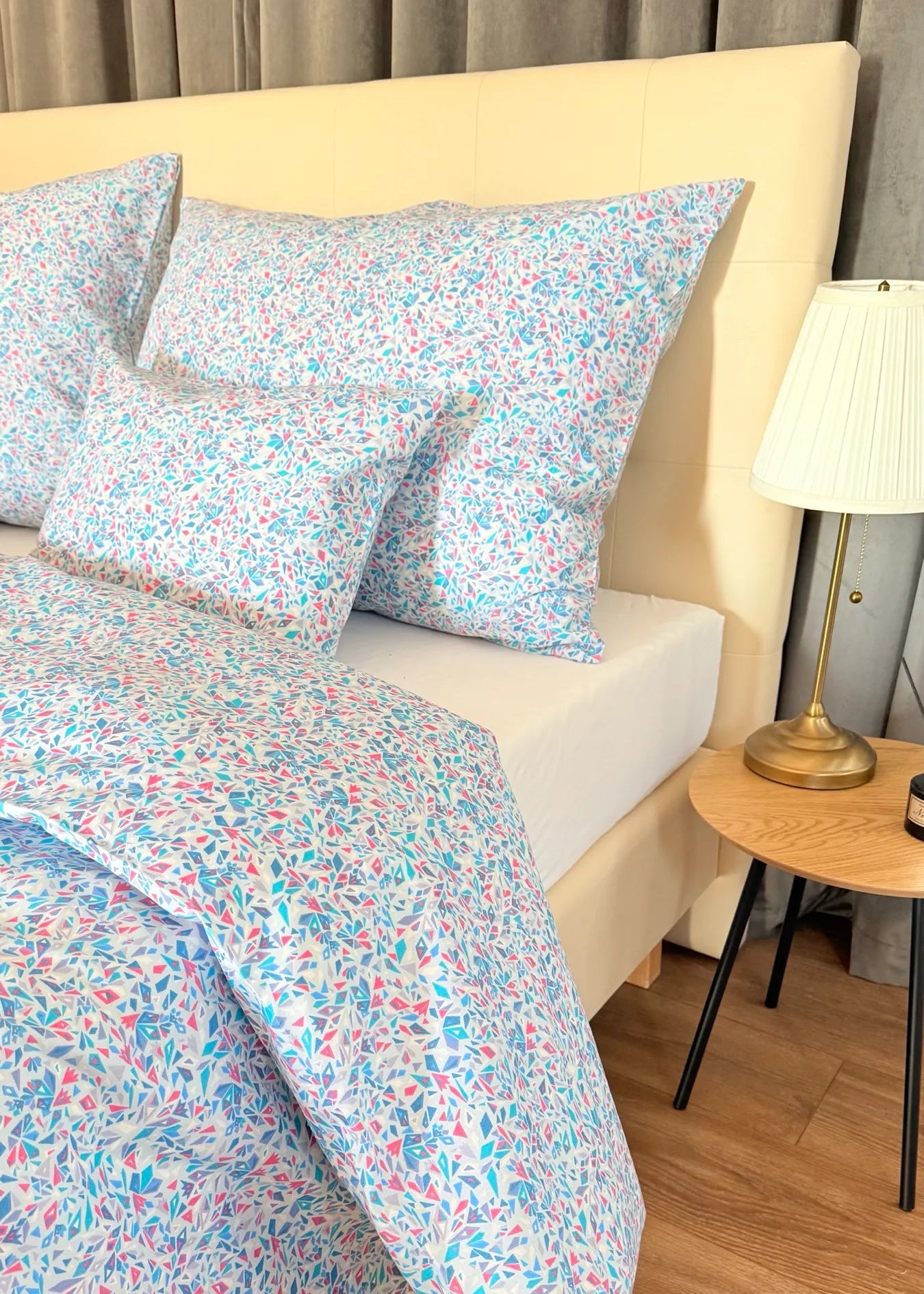 Cotton bed linen set - Blue circles