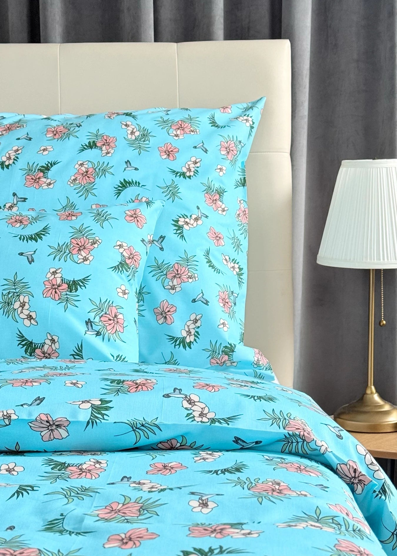 Cotton bed linen set - Blue circles