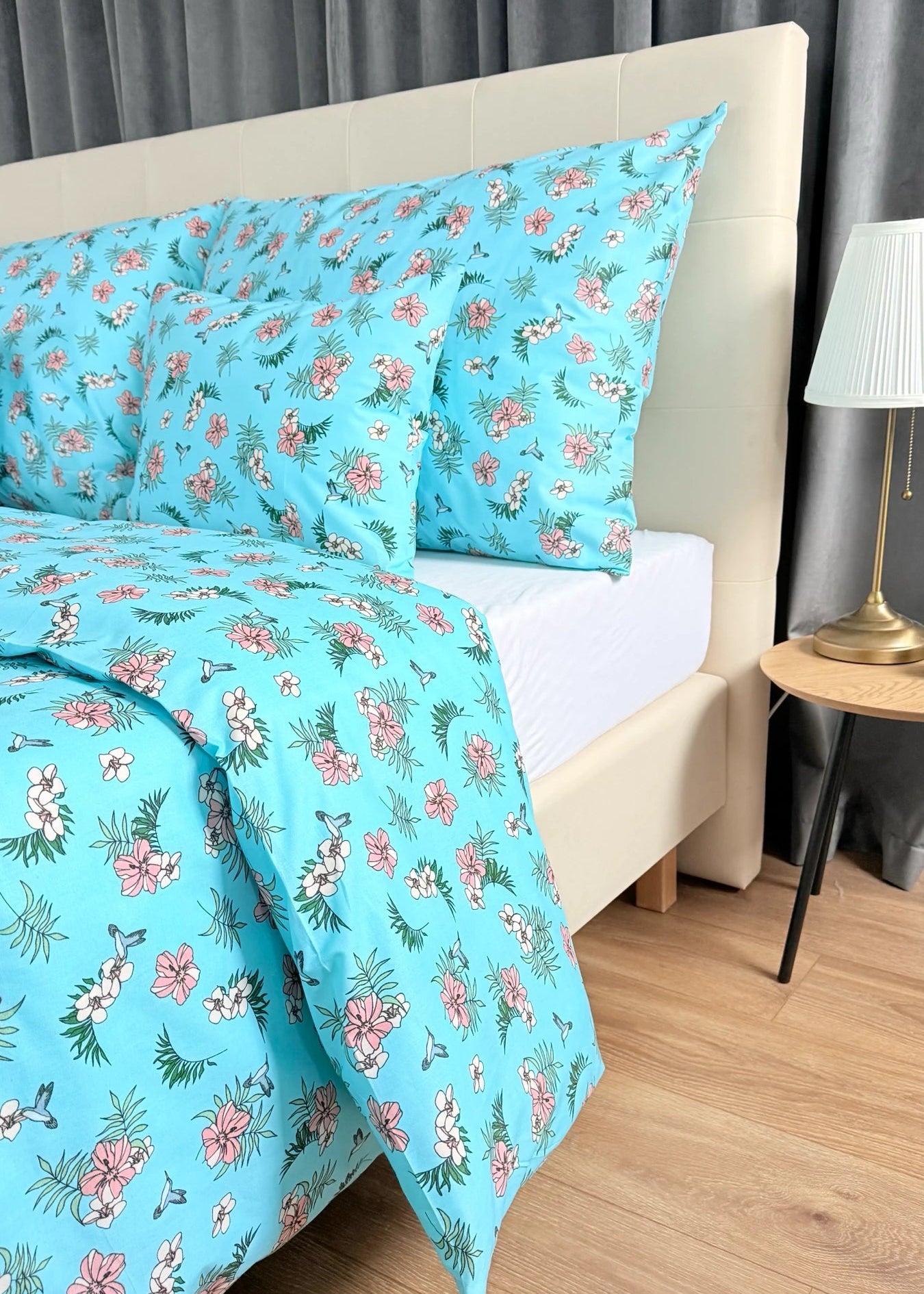 Cotton bed linen set - Blue circles
