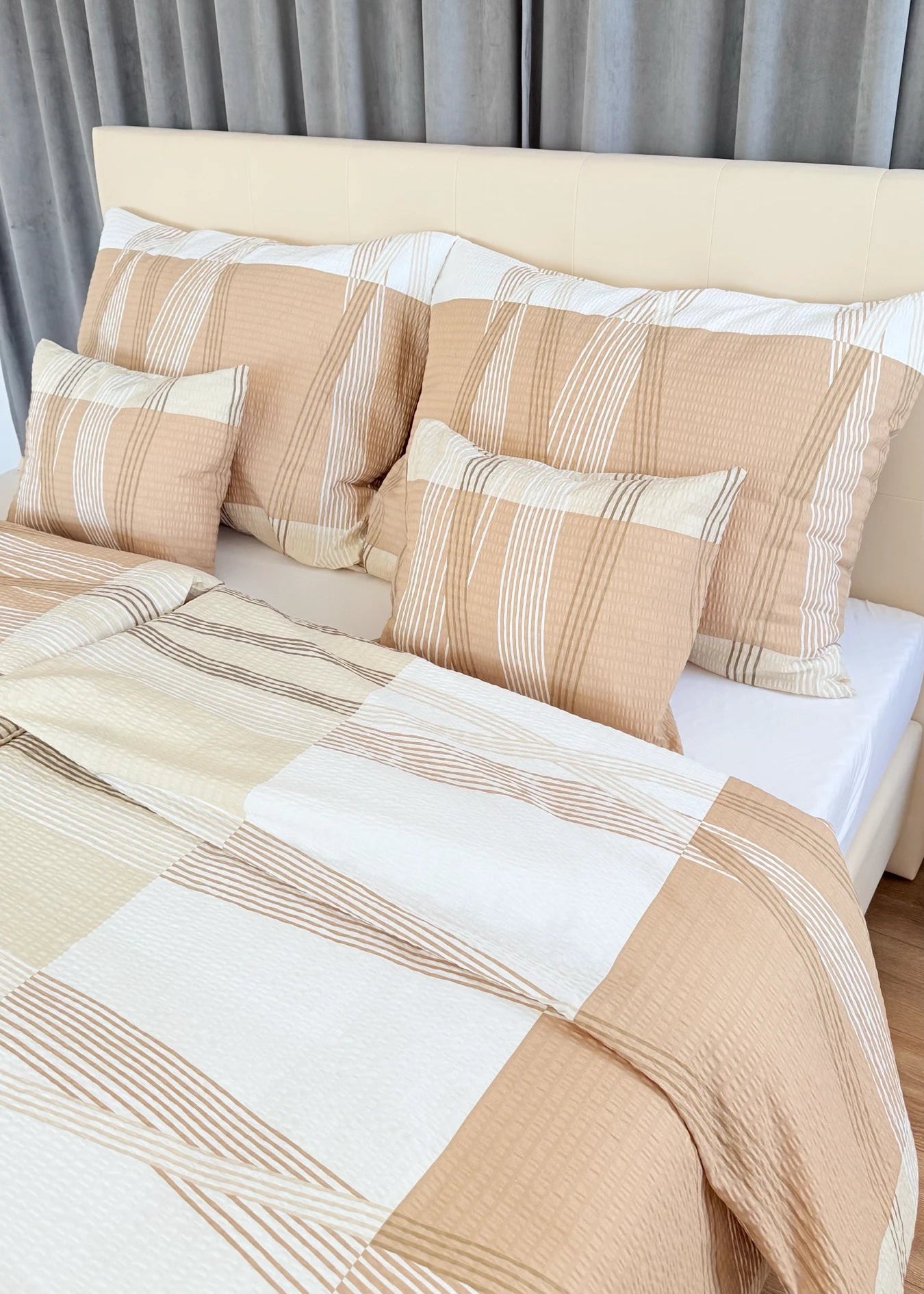 Crepe bed linen set of 3 - Green pattern