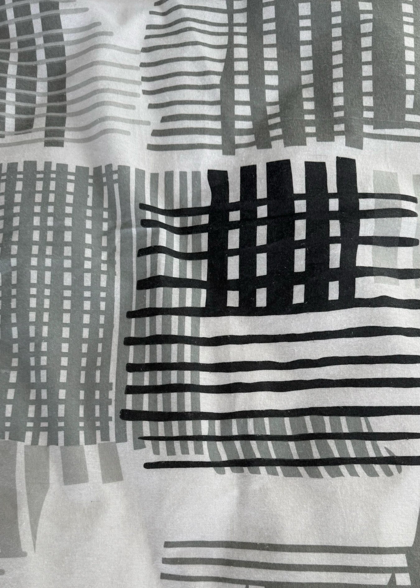 Flannel bedding set - 3 pieces - Grey/white