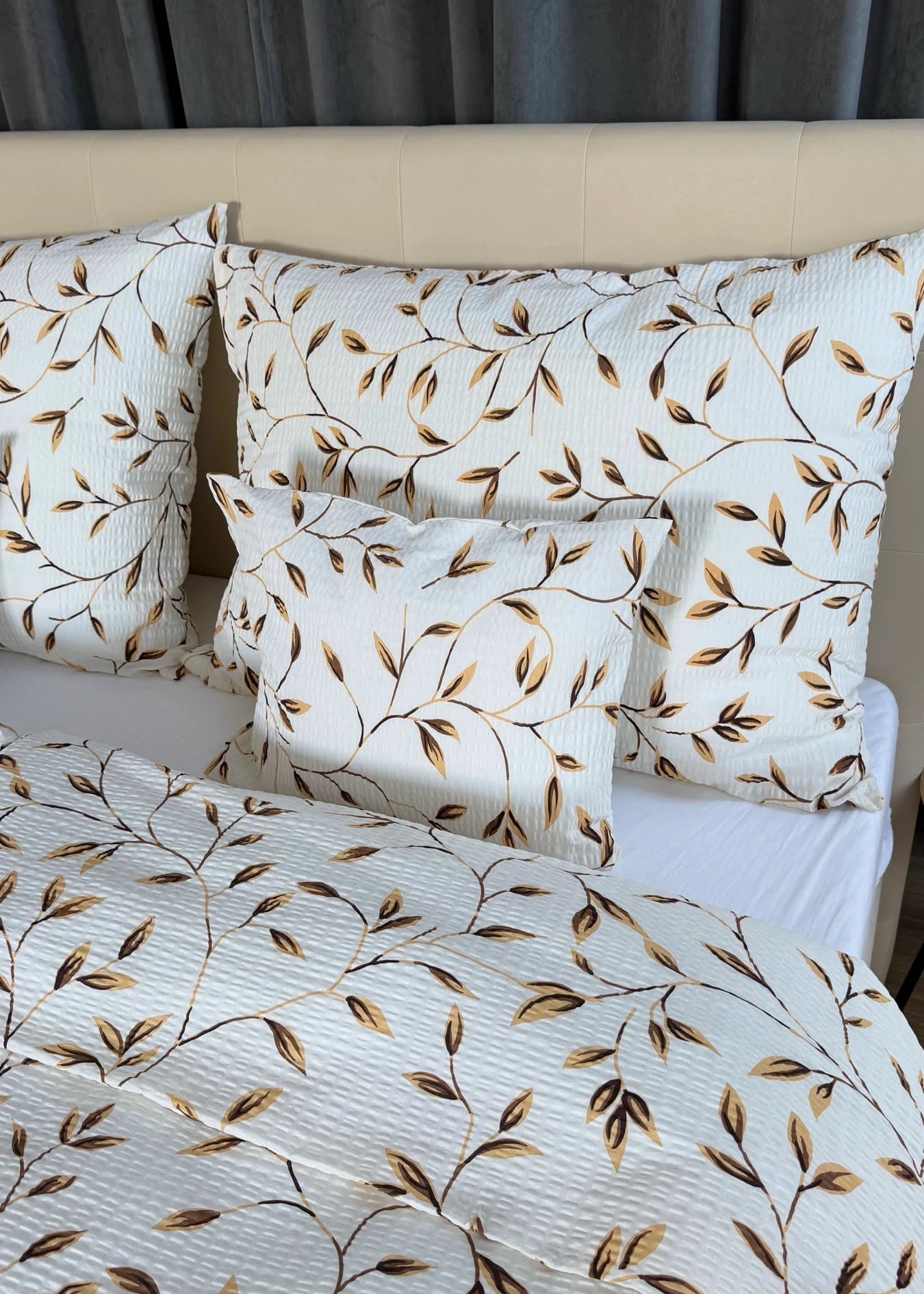 Crepe bed linen set of 3 - Green pattern