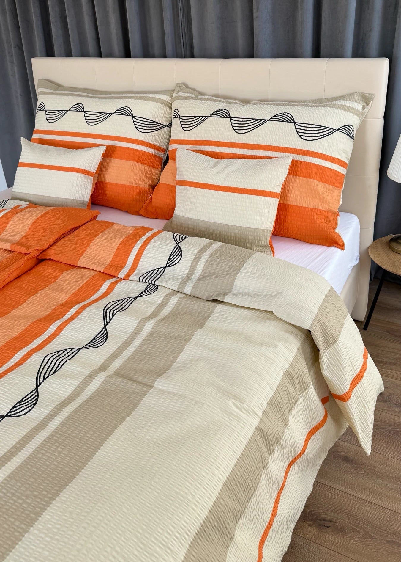 Crepe bed linen set of 3 - Green pattern