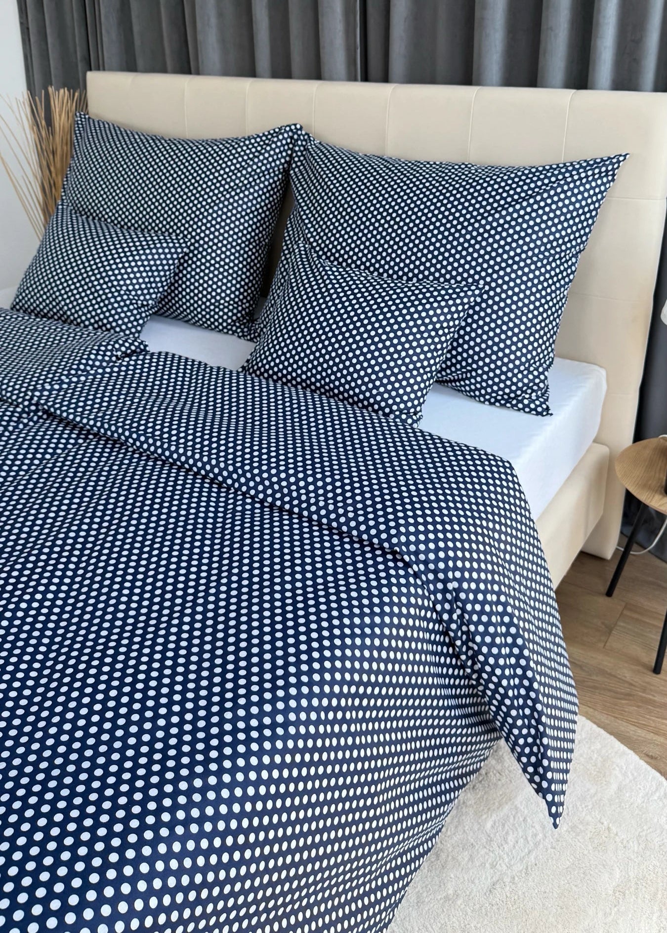 Cotton bed linen set - Blue circles