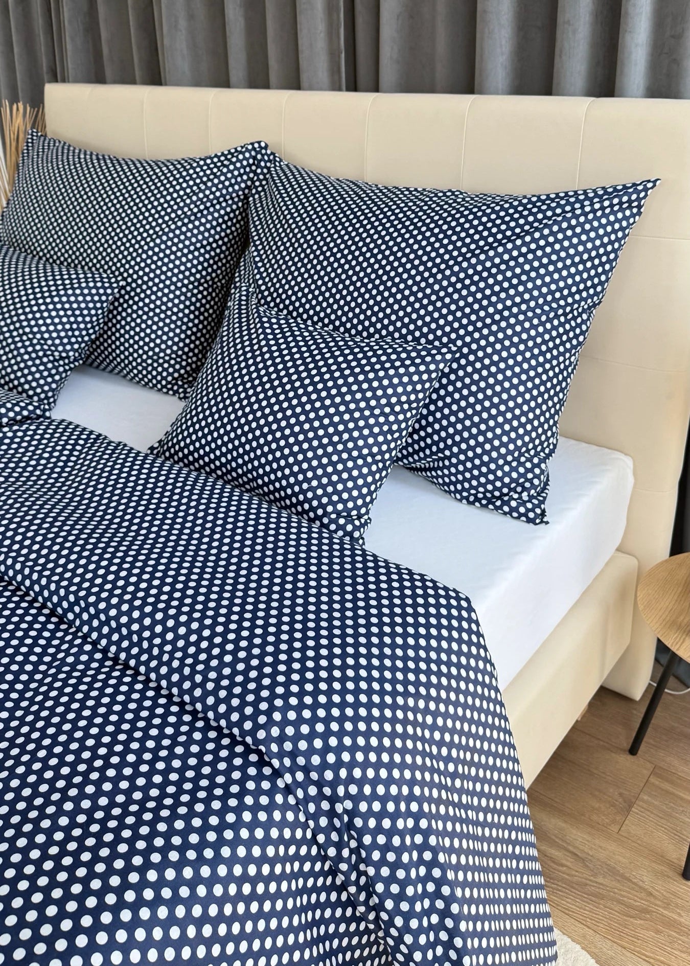 Cotton bed linen set - Blue circles
