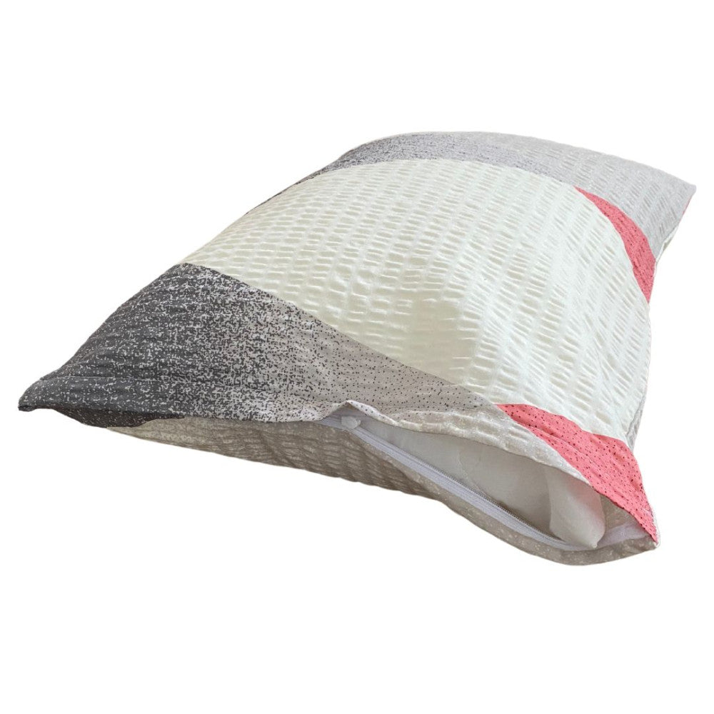 Krepp-Kissenbezug – Burgunderrot/Beige-Muster 