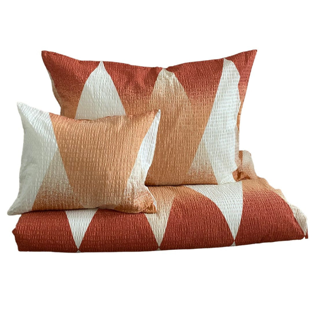 Krepp-Bettwäscheset 3-teilig - Orange/Beige Muster