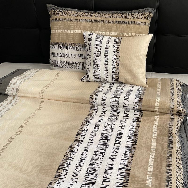 Crepe half pillowcase - Cream/gray pattern 