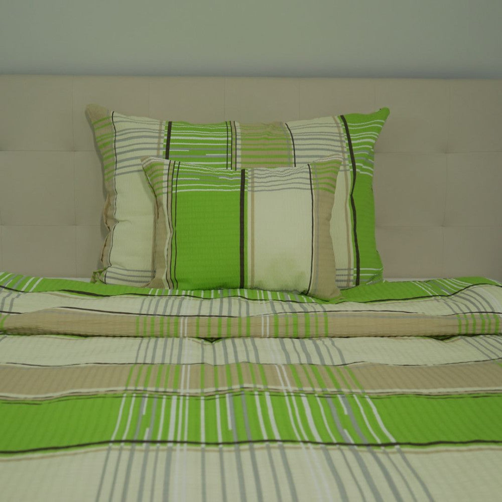 Krepp kispárnahuzat - Zöld kockás