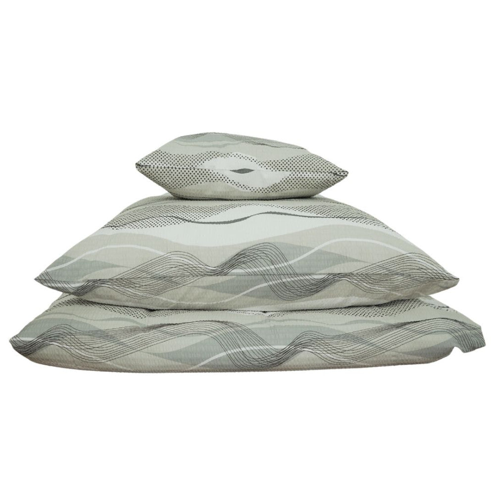 Krepp-Kissenbezug - Grau/weiße Welle