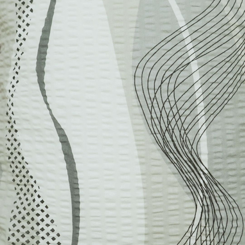 Krepp-Kissenbezug - Grau/weiße Welle