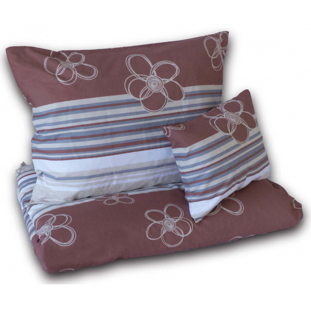 Cotton pillowcase for large pillow - Brown/Beige floral