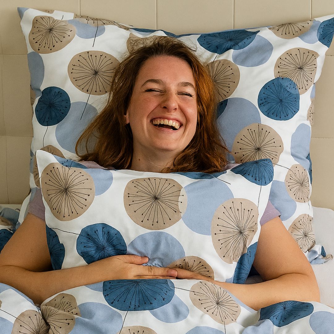 Cotton bed linen set - Blue circles