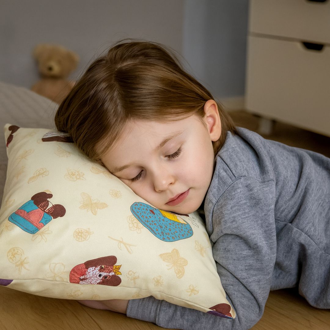 Beige lying dog cushion - 35x40 cm