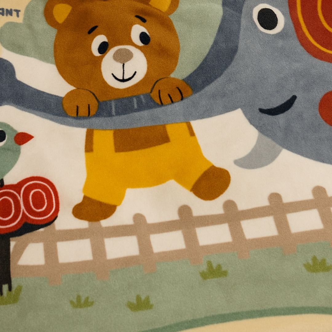 Zoo elefánttal és macival - gyerek pléd - 100x140 cm