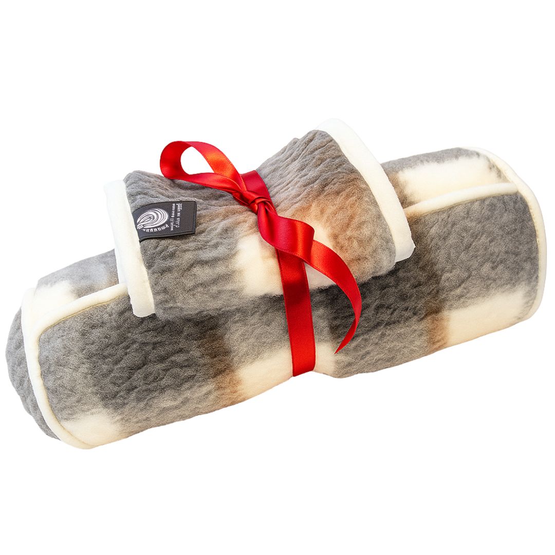 Wool kidney warmer - 25x75 cm - large - brown checkered